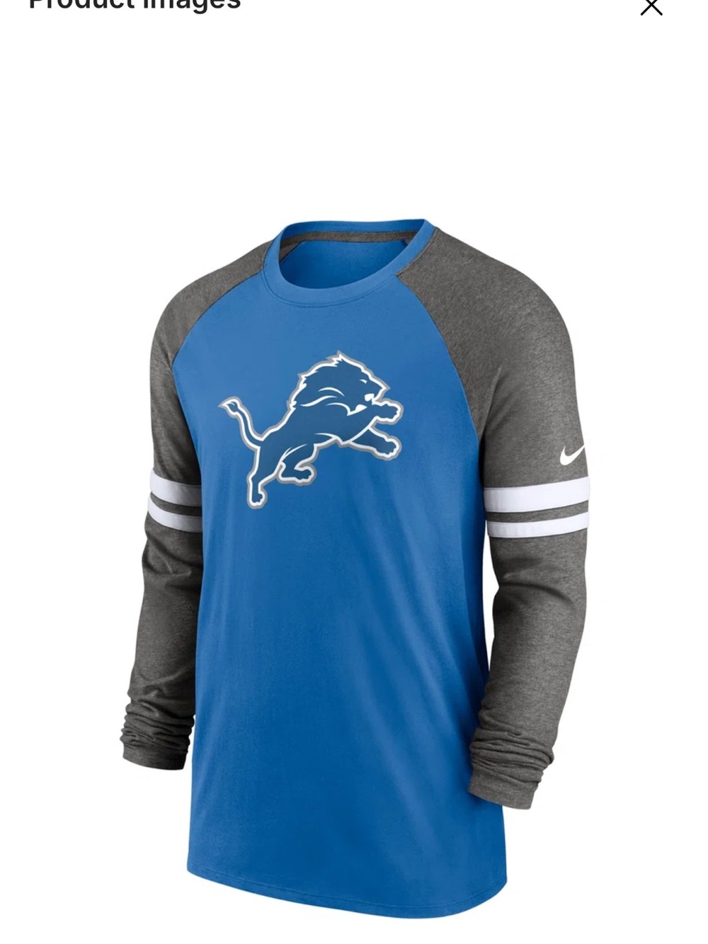Men’s Detroit Lions Nike Blue Charcoal performance raglan long sleeve sz large